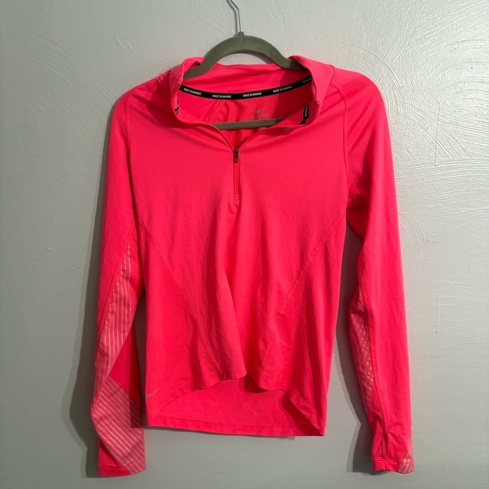 Nike Running Dri Fit Hot Pink Quarter Zip Long Sleeve Top XS Jacket Workout Gym